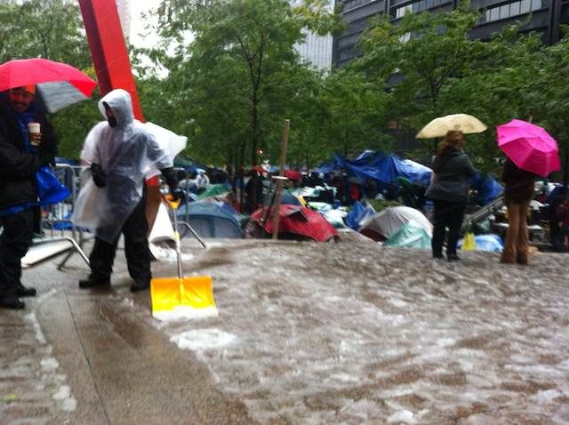 Occupy Wall Street keeps their blood moving in Zuccotti Park